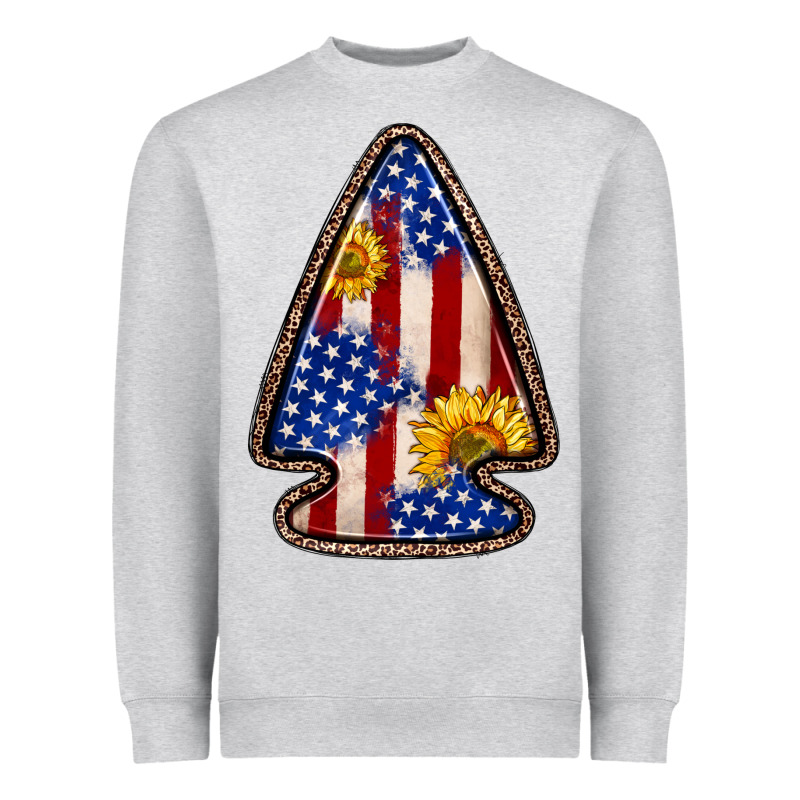 American Flag Sunflower Arrowhead Heavyweight Sweatshirt by Zillion Design Studio | Teevron