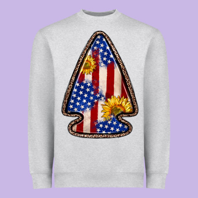 American Flag Sunflower Arrowhead Heavyweight Sweatshirt Designed By Zillion Design Studio