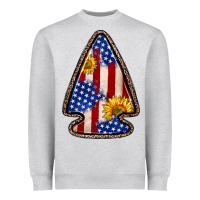 Heather Grey American flag sunflower arrowhead Heavyweight Sweatshirt - Zillion Design Studio