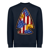 Navy American flag sunflower arrowhead Heavyweight Sweatshirt - Zillion Design Studio