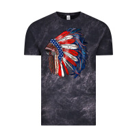 Cloud Black american flag indian headdress Vintage Tee - RanaPortraitStore