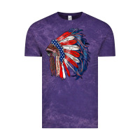 Cloud Purple american flag indian headdress Vintage Tee - RanaPortraitStore