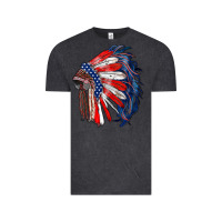 Vintage Black american flag indian headdress Vintage Tee - RanaPortraitStore