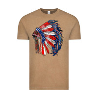 Vintage Coffee american flag indian headdress Vintage Tee - RanaPortraitStore