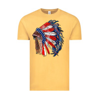 Vintage Mustard american flag indian headdress Vintage Tee - RanaPortraitStore