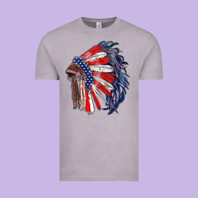 American Flag Indian Headdress Vintage Tee Designed By Ranaportraitstore