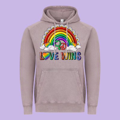 Vintage Hoodie love wins with daisy and heart