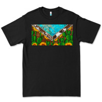Black cactus sunflower cowhide and turquoise license plate Premium Tee - Artiststas