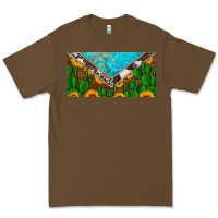 Cactus Sunflower Cowhide And Turquoise License Plate Premium Tee | Teevron