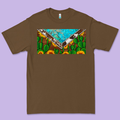 Cactus Sunflower Cowhide And Turquoise License Plate Premium Tee Designed By Artiststas
