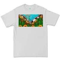 Dove Grey cactus sunflower cowhide and turquoise license plate Premium Tee - Artiststas