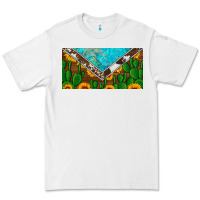 White cactus sunflower cowhide and turquoise license plate Premium Tee - Artiststas
