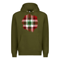 Army Green Christmas Tartan Patch Premium Hoodie - BundleAndBundleShop