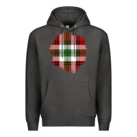 Charcoal Heather Christmas Tartan Patch Premium Hoodie - BundleAndBundleShop