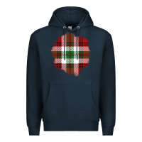 Navy Christmas Tartan Patch Premium Hoodie - BundleAndBundleShop