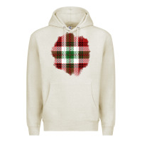 Oatmeal Heather Christmas Tartan Patch Premium Hoodie - BundleAndBundleShop