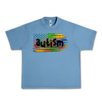 Pebble Blue autism american flag Urban Heavy Tee - Zillion Design Studio