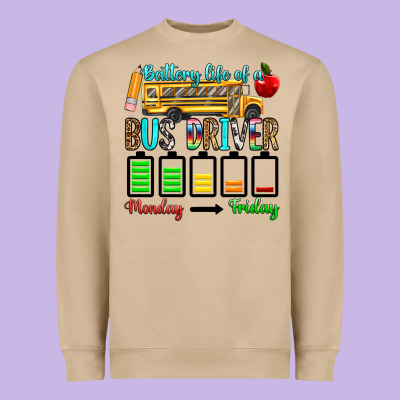 Battery Life Of A Bus Driver Heavyweight Sweatshirt Designed By Texasbilliewilder