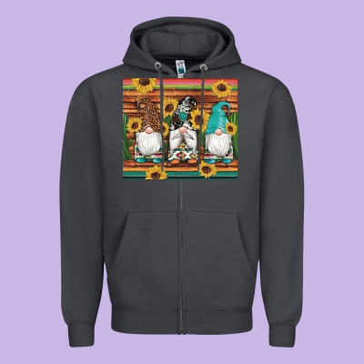 Western Gnomes Cactus Sunflowers Serape Wooden Leopard Gemstone Zipper Hoodie Designed By Artiststas