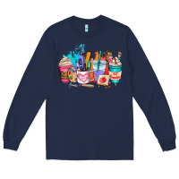 Navy art teacher coffee cup Long Sleeve Tee - AdoDesignShop