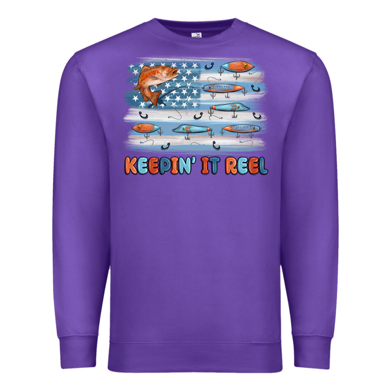 Fishing Lure Flag Keepin' It Reel Premium Sweatshirt by MaliasSmallBusiness | Teevron