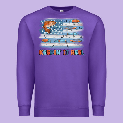 Fishing Lure Flag Keepin' It Reel Premium Sweatshirt Designed By Maliassmallbusiness