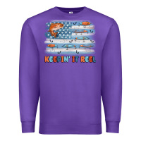 Purple fishing lure flag keepin' it reel Premium Sweatshirt - MaliasSmallBusiness