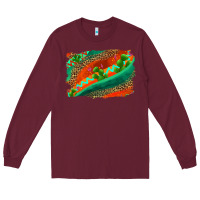 Burgundy westerb aztec and leopard background Long Sleeve Tee - AdoDesignShop