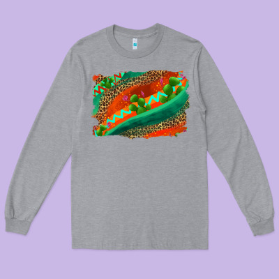 Westerb Aztec And Leopard Background Long Sleeve Tee Designed By Adodesignshop