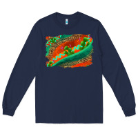 Navy westerb aztec and leopard background Long Sleeve Tee - AdoDesignShop