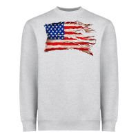 Heather Grey tattered american flag Heavyweight Sweatshirt - Zillion Design Studio