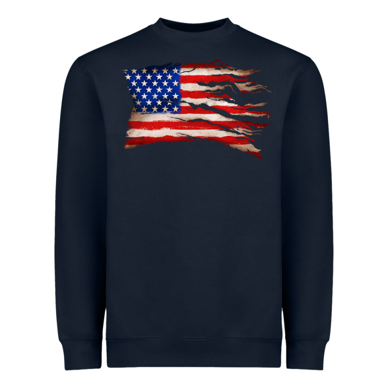 Tattered American Flag Heavyweight Sweatshirt by Zillion Design Studio | Teevron