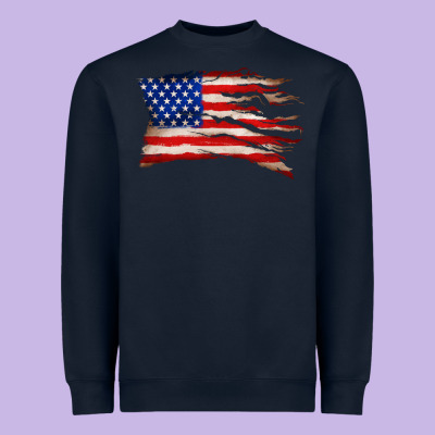 Tattered American Flag Heavyweight Sweatshirt Designed By Zillion Design Studio