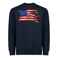Navy tattered american flag Heavyweight Sweatshirt - Zillion Design Studio