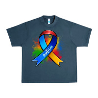 Midnight Navy autism ribbon Urban Heavy Tee - Zillion Design Studio