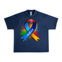 Navy autism ribbon Urban Heavy Tee - Zillion Design Studio