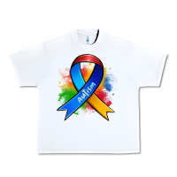 White autism ribbon Urban Heavy Tee - Zillion Design Studio