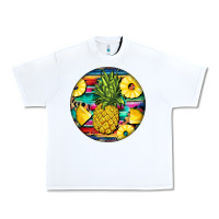White pineapple leopard Urban Heavy Tee - BarkalooDesign