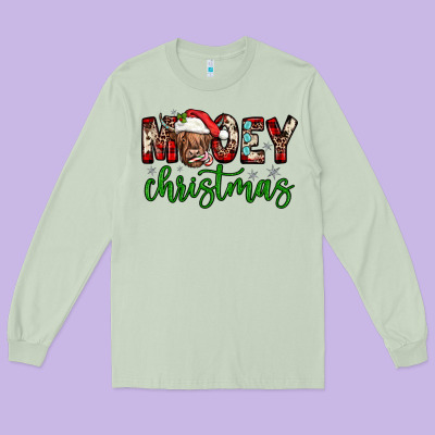 Mooey Christmas Long Sleeve Tee Designed By Jahusdesignshop