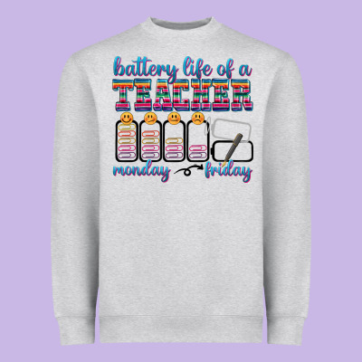 Battery Life Of A Teacher Heavyweight Sweatshirt Designed By Texasbilliewilder