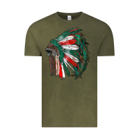 Vintage Olive mexican flag indian headdress Vintage Tee - RanaPortraitStore
