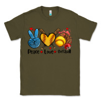 Army Green peace love  softball Classic Tee - AdoDesignShop