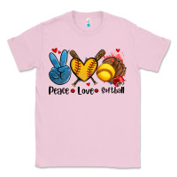 Bubblegum Pink peace love  softball Classic Tee - AdoDesignShop