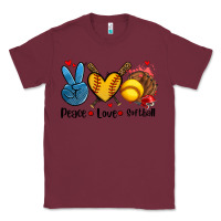 Burgundy peace love  softball Classic Tee - AdoDesignShop