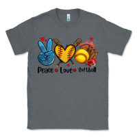 Charcoal Heather peace love  softball Classic Tee - AdoDesignShop