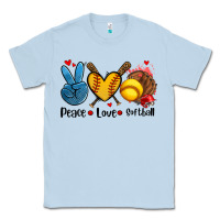 Dusty Blue peace love  softball Classic Tee - AdoDesignShop