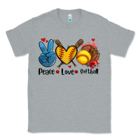 Heather Grey peace love  softball Classic Tee - AdoDesignShop