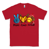 Red peace love  softball Classic Tee - AdoDesignShop