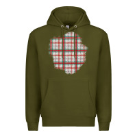 Army Green Christmas Tartan Patch Premium Hoodie - BundleAndBundleShop