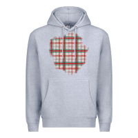 Heather Grey Christmas Tartan Patch Premium Hoodie - BundleAndBundleShop